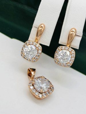 Сережки+ кулон. Xuping набір з медичного золота позолота 18к I 516