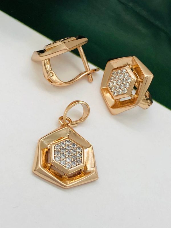Сережки+ кулон. Xuping набір з медичного золота позолота 18к I 513